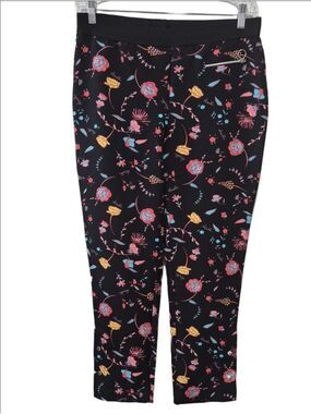 Airoldi Collection Black Floral Slim Straight Leg Pants Size 12